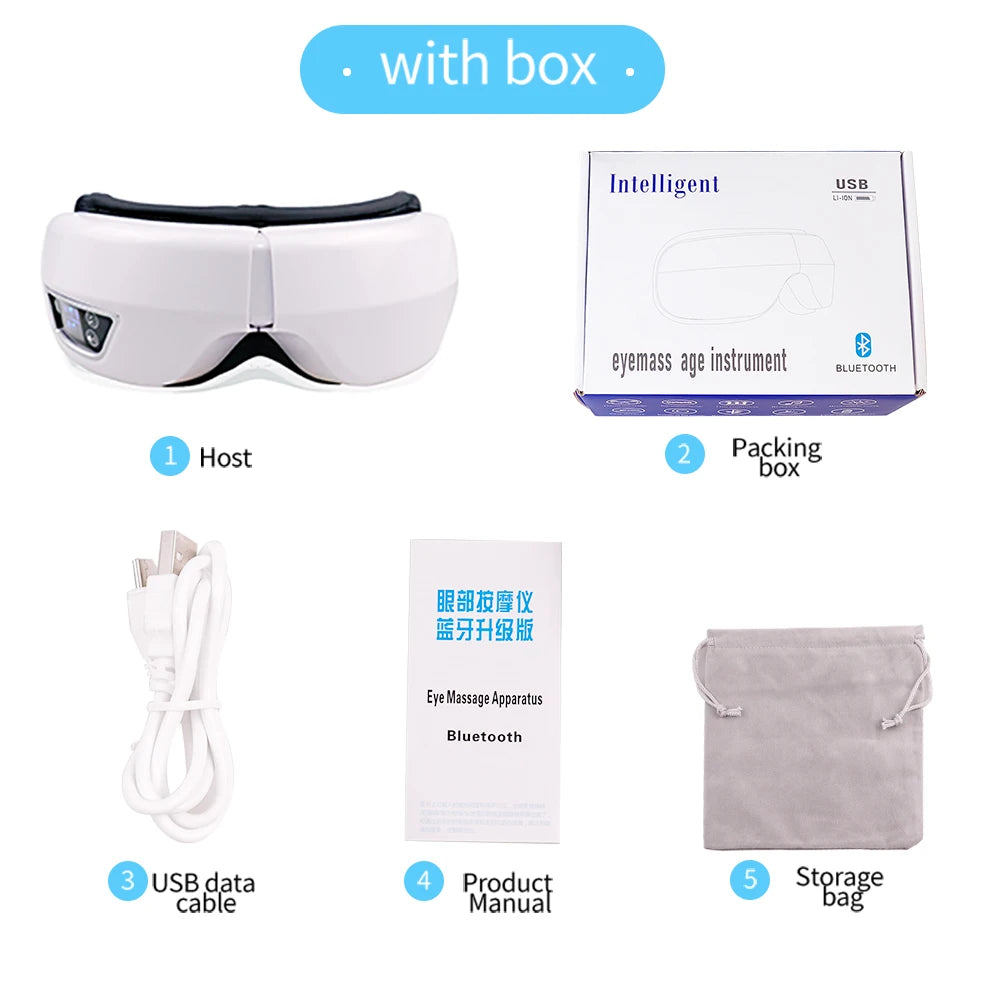 Bluetooth Heated Eye Massager for Migraine Relief – 5 Modes, Vibration & Music Sleep Mask